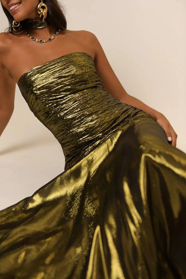 Claudette Dress Gold-Dress-Rixo-Debs Boutique
